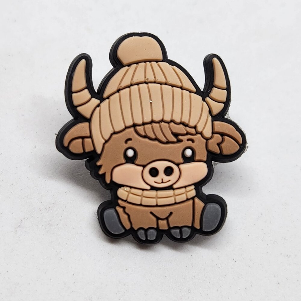 Cow Tan Option 3 Rubber Pin Black Tone Backing Lapel Backpack Hat Brooch